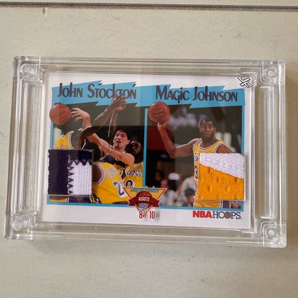 2023 Jersey Fusion Magic Johnson John Stockton Assists Leaders Jersey Patch /10 - Picture 1 of 3
